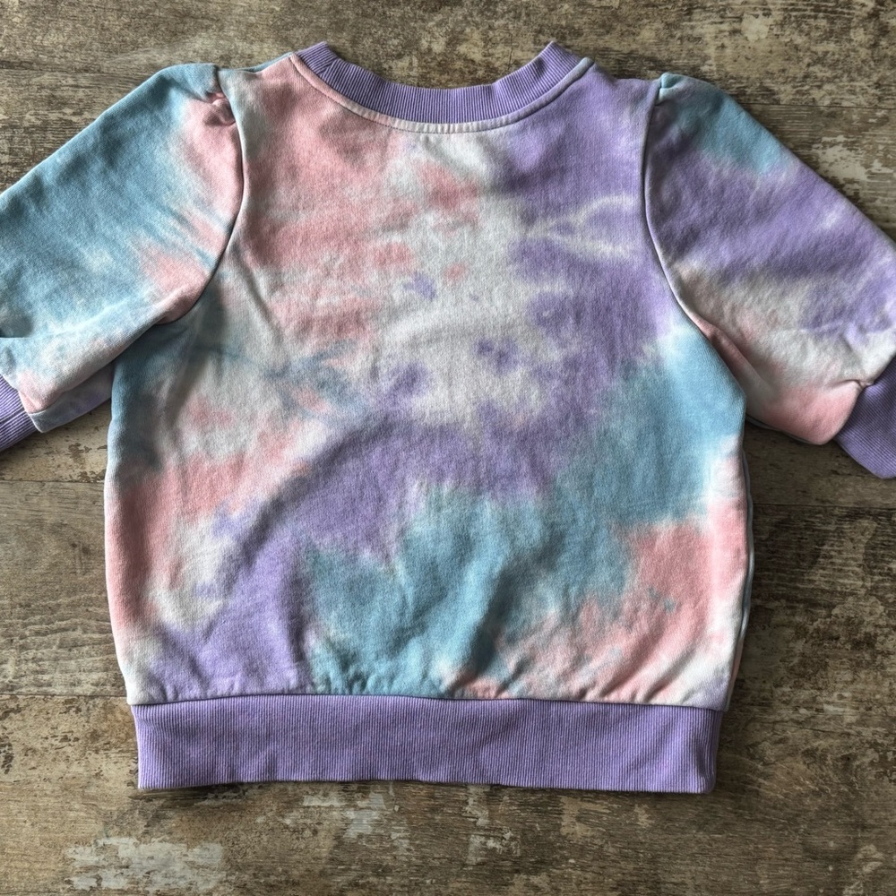 Tie-Dye Puff Sleeve Short Sleeve Sweatshirt